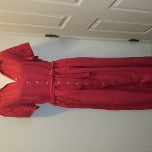 Match Vintage Linen Midi Dress 12 Short Sleeve